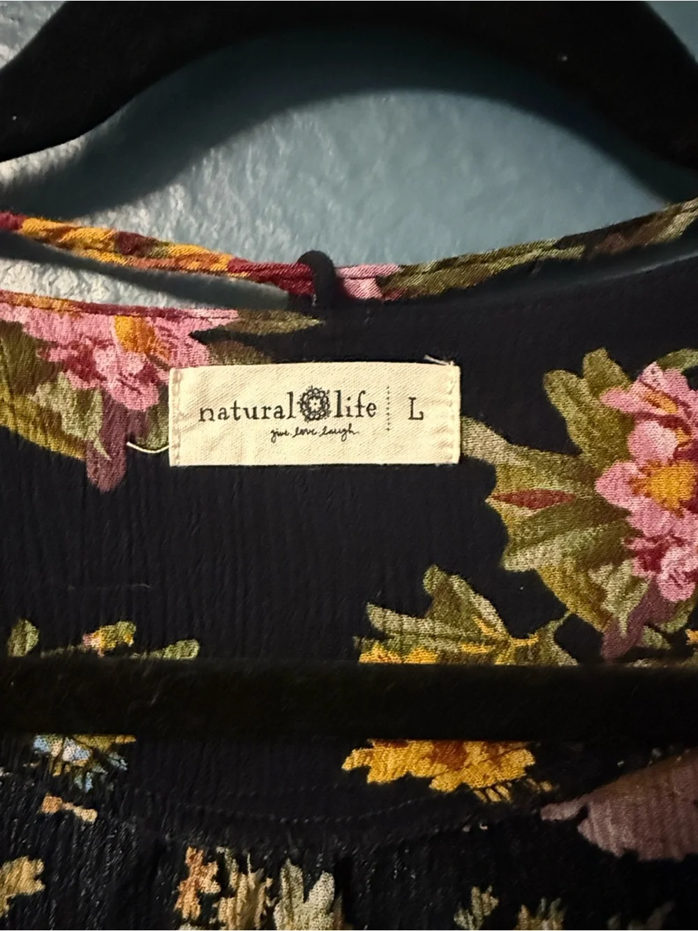 Natural Life Black Floral Rowen Side Slit Midi Dress Size Large - Picture 4 of 7